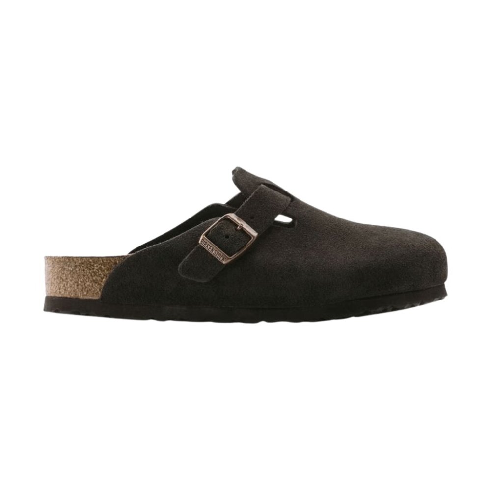 Birkenstock Boston Soft Footbed Suede Leather Clog Sandals - Mocha